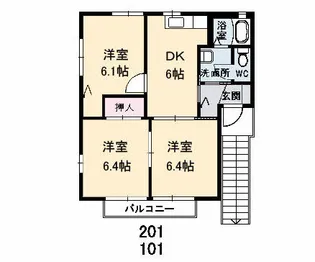シャルマンC棟【1階】の間取り