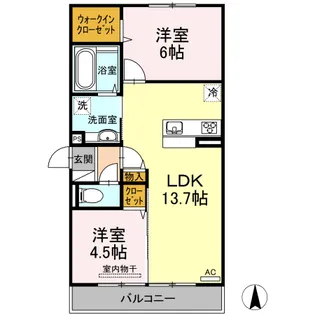 エクシード田中【3階】の間取り