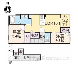 リヴェール中今里【2階】の間取り
