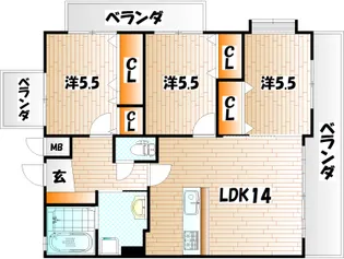 ガーデンコート砂津【10階】の間取り
