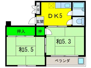 マナベハイツ播磨【2階】の間取り