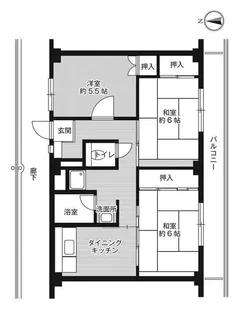 ビレッジハウス下管池5号棟【3階】の間取り