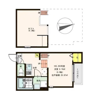 ハーモニーテラス上池田【2階】の間取り