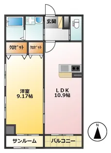 クレール手寄【7階】の間取り