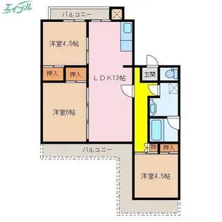 グランドヒルズ桔梗が丘14号棟【1階】の間取り
