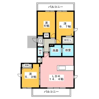 メゾンルミエール【2階】の間取り