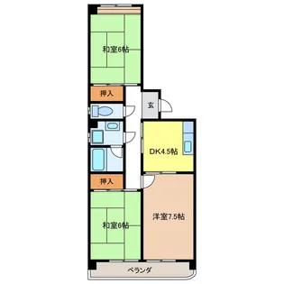 岐阜県岐阜市茜部大野2【マンション】の間取り