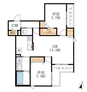 MAISON NOBEL Bessho【2階】の間取り