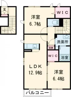 アレイナガーデン A棟【2階】の間取り