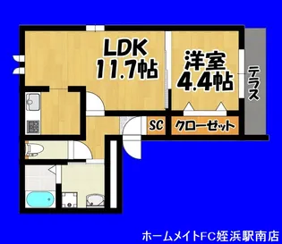 福岡県福岡市西区姪浜駅南3【アパート】の間取り