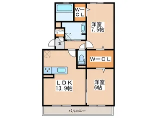 カーサ高善B棟【2階】の間取り