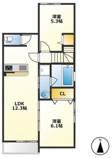 ホワイトレーク大将軍【2階】の間取り