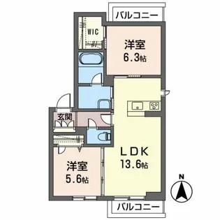 クレール富沢西A【2階】の間取り