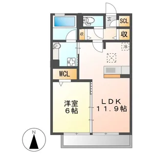 レクシオン横井【1階】の間取り