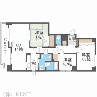 円山北町パークマンションII【8階】の間取り