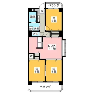 マンションピースフル【6階】の間取り