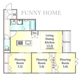 ボヌール西蒲田【3階】の間取り