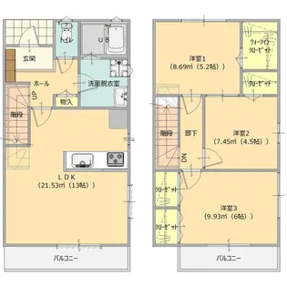 リーブルファイン明和町【1階】の間取り