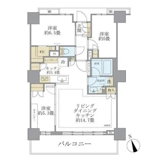 BrilliaTower聖蹟桜ヶ丘BLOOMING RESIDENCE【15階】の間取り