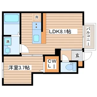 アンビシオン岩沼中央【1階】の間取り