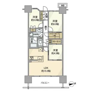 オーベルグランディオ千住大橋エアーズ【7階】の間取り