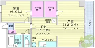 二軒茶屋グランドハイツ【7階】の間取り