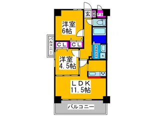 ワンズレジデンス北野田【7階】の間取り