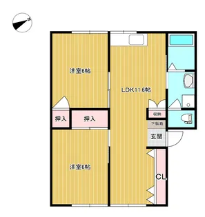 村中ハイツNo.2【1階】の間取り