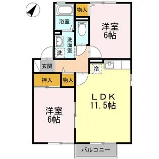 コーポタナカAB_A【2階】の間取り