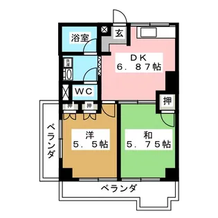 ハイホームズ七瀬【4階】の間取り