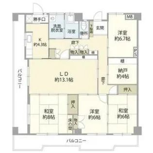 納屋橋マンションA棟【10階】の間取り