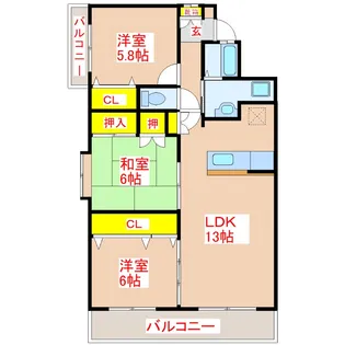 レジデンス田上【3階】の間取り