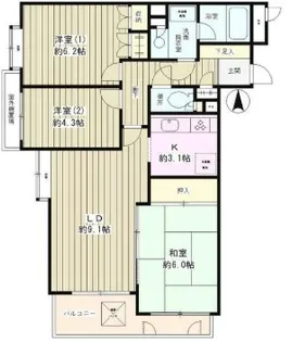 東京都杉並区浜田山1【マンション】の間取り