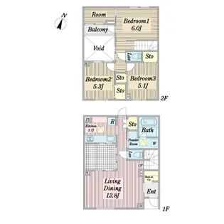 東京都町田市金森東1【一戸建】の間取り
