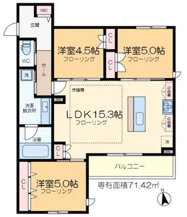 プランドール南流山【2階】の間取り