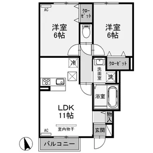 Mウェーブ貝沢【1階】の間取り