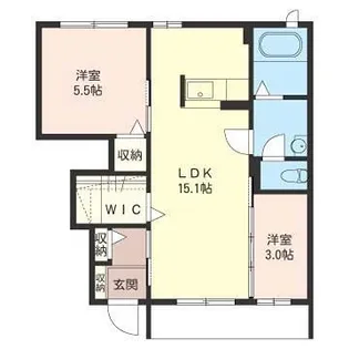 2LDKの間取り画像