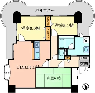 アーバンビュー上八丁堀【5階】の間取り