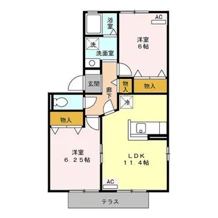 ロイヤルコート D【2階】の間取り