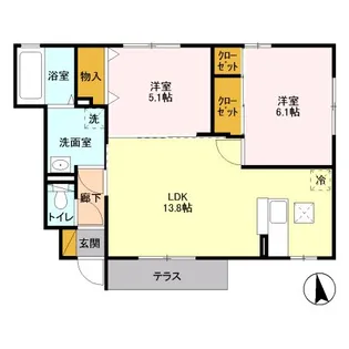 メイプルリーフ D【1階】の間取り