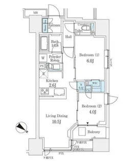 シティハウス東京八重洲通り【10階】の間取り
