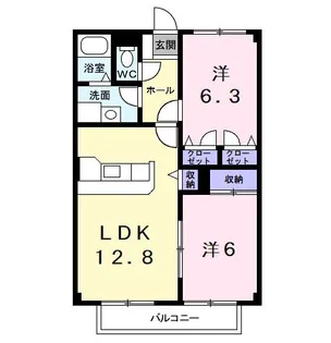 フラワーハイツ南大野A【2階】の間取り