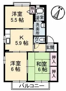 リムステイ ミキ A棟【2階】の間取り