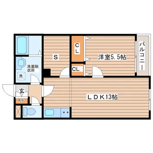 メリディアンなないろの里四番館【3階】の間取り