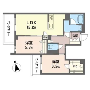 ヒュッゲ ヤード【2階】の間取り