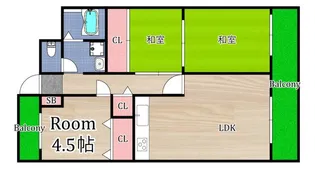 大阪城公園スカイハイツ【13階】の間取り