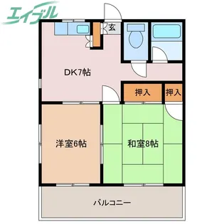 北マンション【3階】の間取り