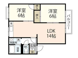 瀬野ハイライフタウン C棟【2階】の間取り