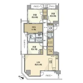 マリンフォートサンセットウイングライト【15階】の間取り