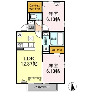 2LDKの間取り画像
